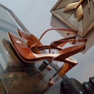 Nanette Laproe Brown-Tan Ankle Wrap Shoe Sz 7.5